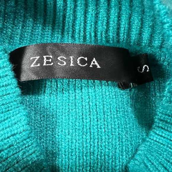 Zesica Mock Turtle Neck Puff Sleeve Turquoise Sweater Size S - Picture 6 of 10